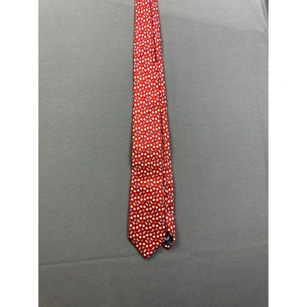 TailorByrd‎ Men's Red Silk Sports Ball Print Necktie Football Basketball Soccer